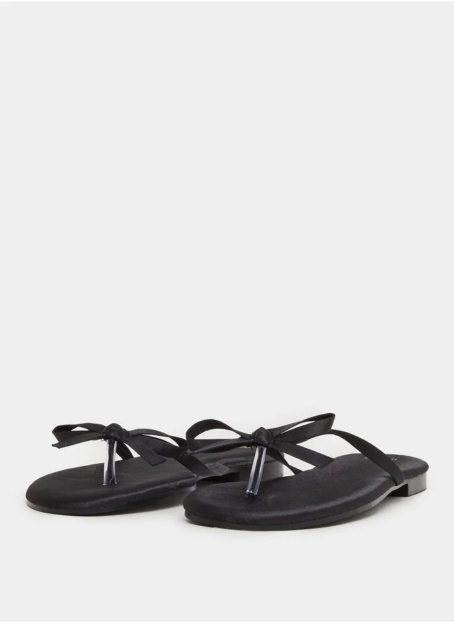 ستايلي Plain Bow Trim Flat Sandals