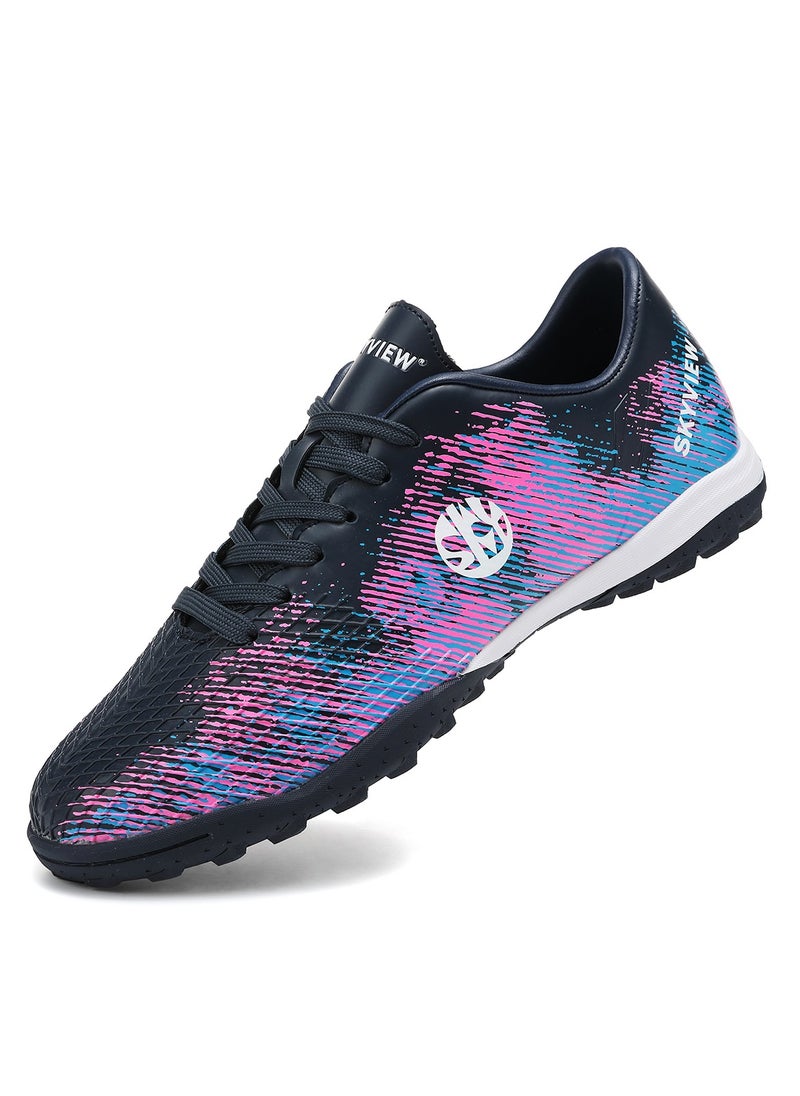 Sky View SKY VIEW Boys And Girls Soccer Cleats Turf Soccer Shoes For Kids Indoor Outdoor Children Unisex Football Boots IC or IN Flat Wide Training Sneaker Black Pink  - Image 1