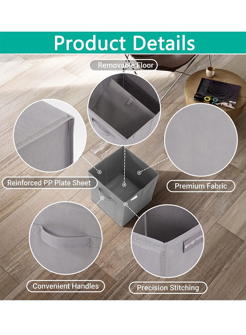 تابيت منظم مكعبات تخزين النسيج القابلة للطي 4PCS مع مقبض واحد ، صناديق تخزين متعددة الأغراض للملابس والألعاب وتخزين الكتب (رمادي داكن) - Image 4