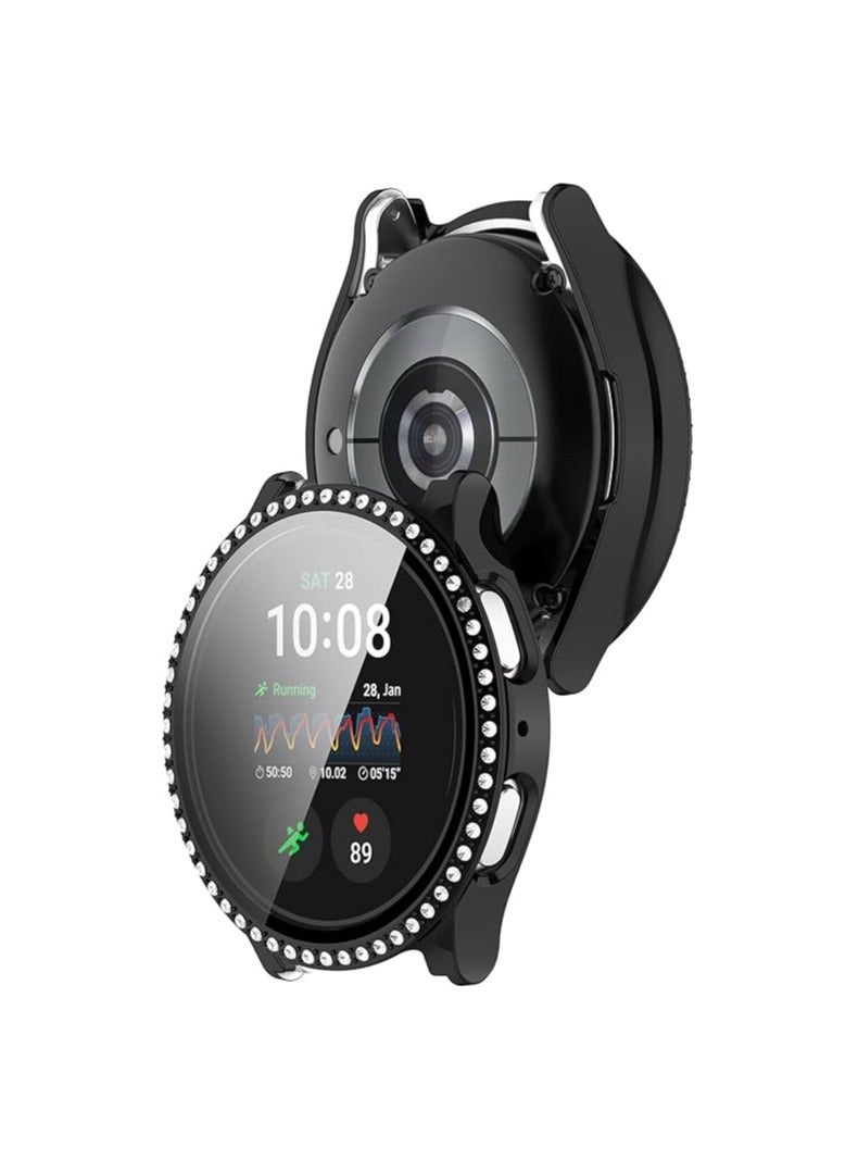 Galaxy Watch 7 Case,Bling for Samsung Galaxy Watch 7 44mm Women,Glitter Crystal Rhinestone Diamond Protective Case Hard PC Face Cover Bumper (Black) - Image 3