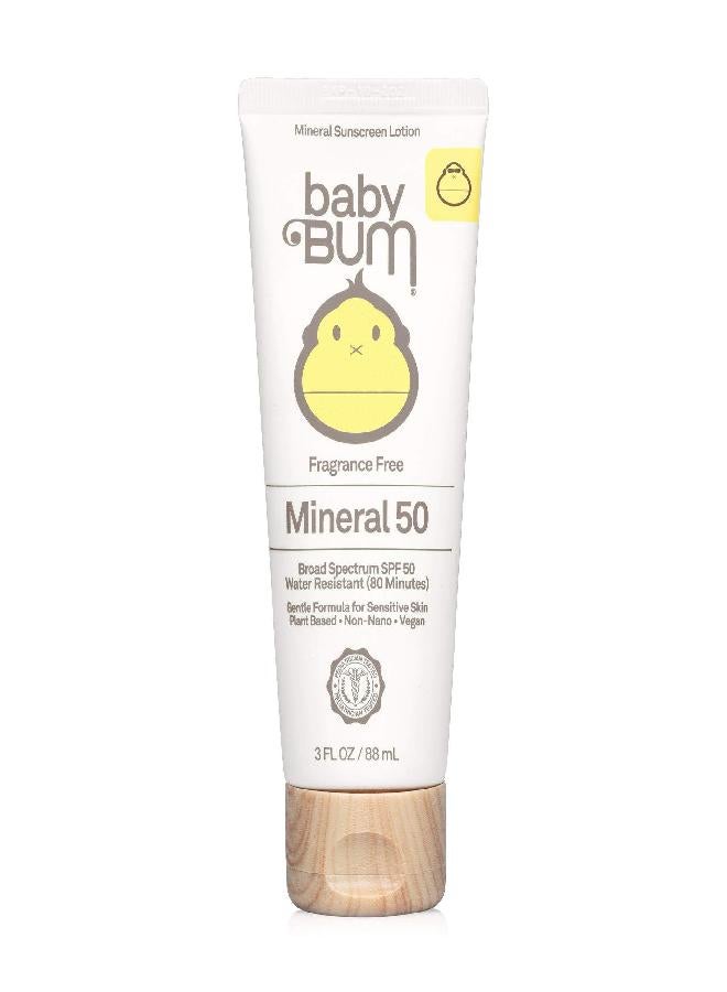 Sun Bum Baby Bum SPF 50 Sunscreen Lotion | Mineral UVA/UVB Face and Body Protection for Sensitive Skin | Fragrance Free | Travel Size | 3 FL OZ  - Image 1