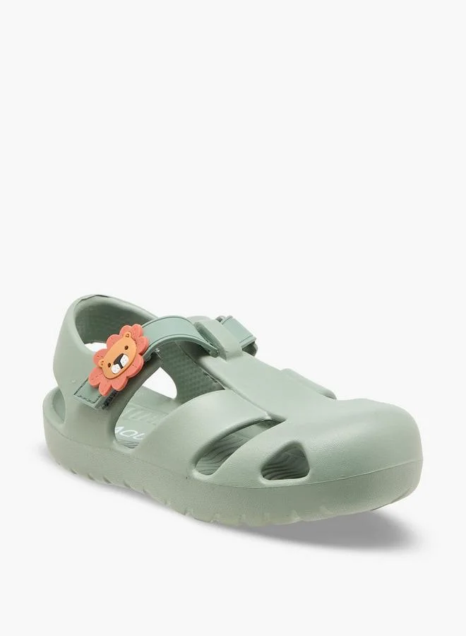 Aqua Boys Lion Applique Hook & Loop Sandals