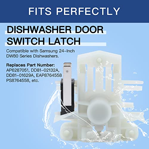 Reyhoar Dishwasher Door Latch DW80F600UTS DW80J3020US, DD81-02132A DD81-01629A Dishwasher Door Switch Lock Replacement for Samsung Dishwashers, DW80K5050US DW80R5060US DW80R5061US DW80F800UWS - Image 2