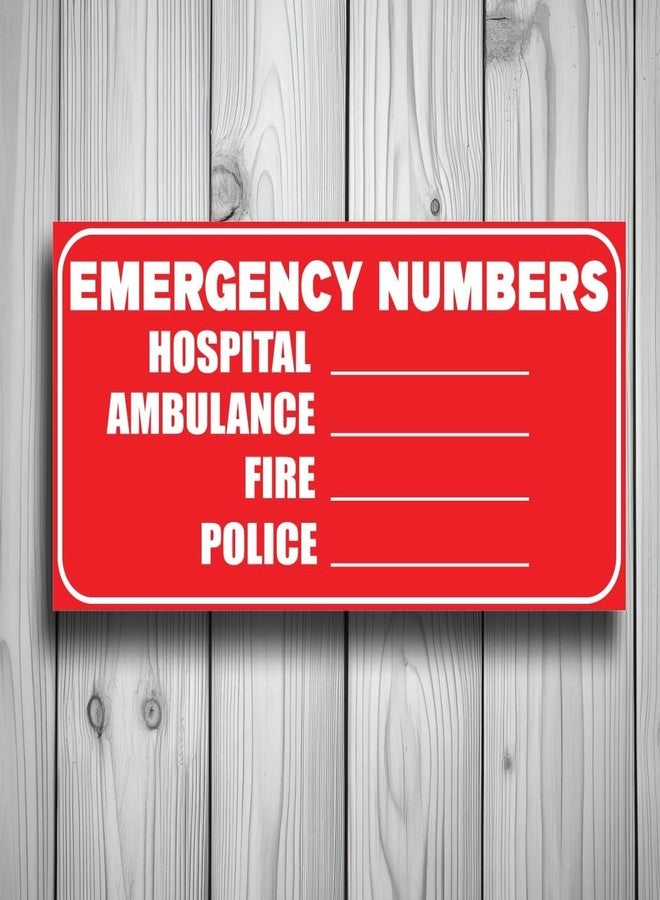 PRIBOX Emergency Numbers Sign Board – 8x4 Inches, Durable Sun Board, High-Visibility, Weather-Resistant Safety Sign for Hospitals, Offices, Schools & Public Spaces - Image 1