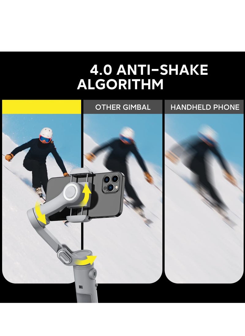 SYOSI Gimbal Stabilizer for Smartphone, w/LED Light Face Tracking Inception Timelapse Handheld Foldable 3-Axis Gimble for iPhone 15/14/13 Pro Max & Android, Phone Stabilizer for Video Recording  - Image 5