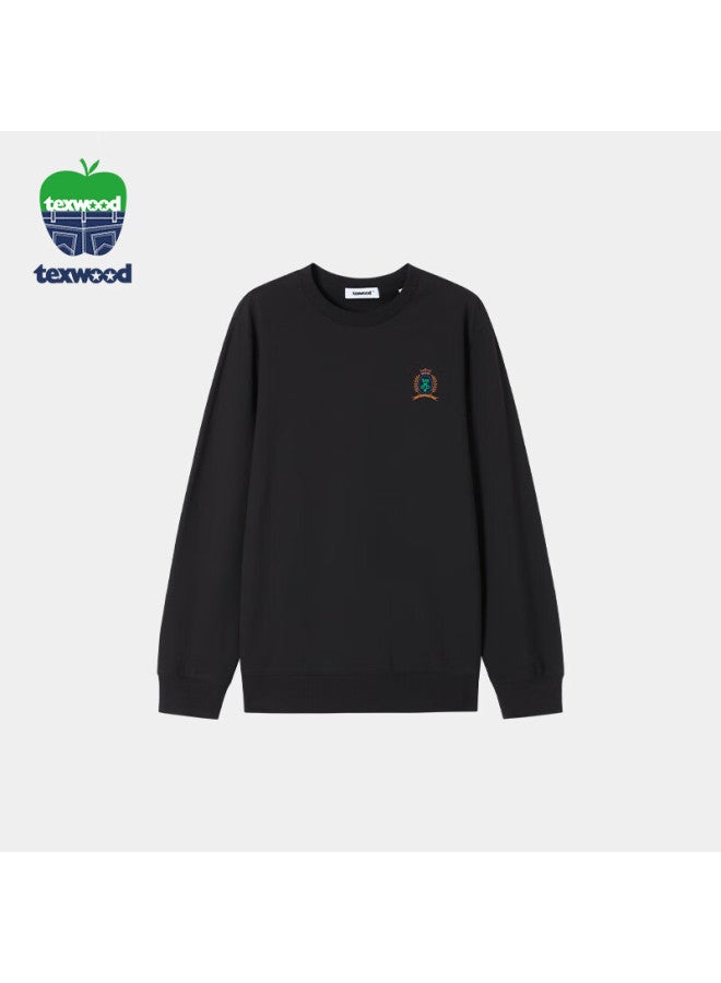 Texwood Apple Men's Sweatshirt Autumn New Casual Cotton Black Crew Neck Long Sleeve Top Black Size 46 - Image 1