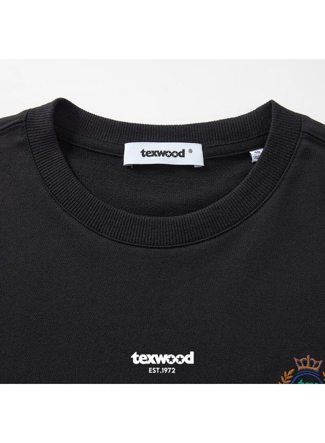 Texwood Apple Men's Sweatshirt Autumn New Casual Cotton Black Crew Neck Long Sleeve Top Black Size 46 - Image 2