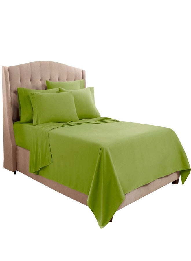 Clara Clark Bed Sheets, Premier 1800 Series Bed Sheet Set with Extra Set Pillowcases, Deep Pocket Fitted Sheet, Luxury Soft Bedding Sheets & Pillowcases, Flex-Top King, Calla Green - Image 2