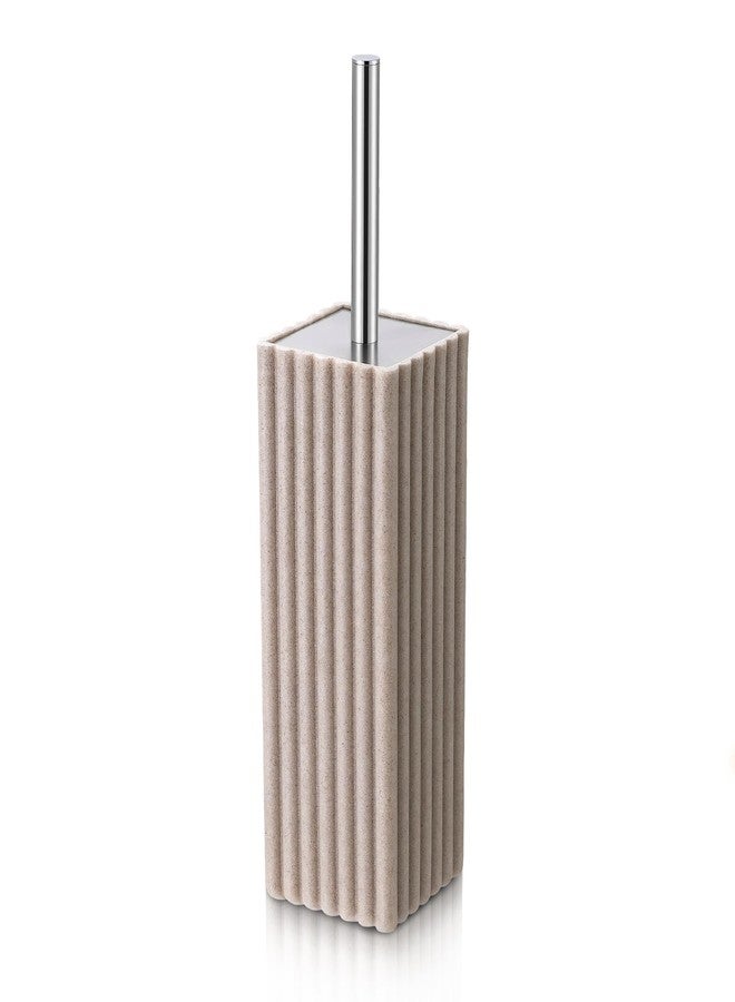 Hioflyme Toilet Bowl Brush and Holder for Bathroom，Resin Toilet Brush and Holder Set with Stainless Steel Handle，Deep Cleaning Modern Toilet Cleaner Brush -Space Saving, Covered Brush (Beige) - Image 1