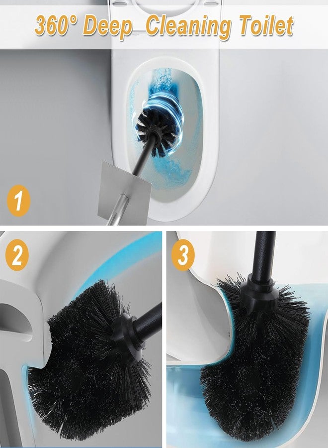 Hioflyme Toilet Bowl Brush and Holder for Bathroom，Resin Toilet Brush and Holder Set with Stainless Steel Handle，Deep Cleaning Modern Toilet Cleaner Brush -Space Saving, Covered Brush (Beige) - Image 4