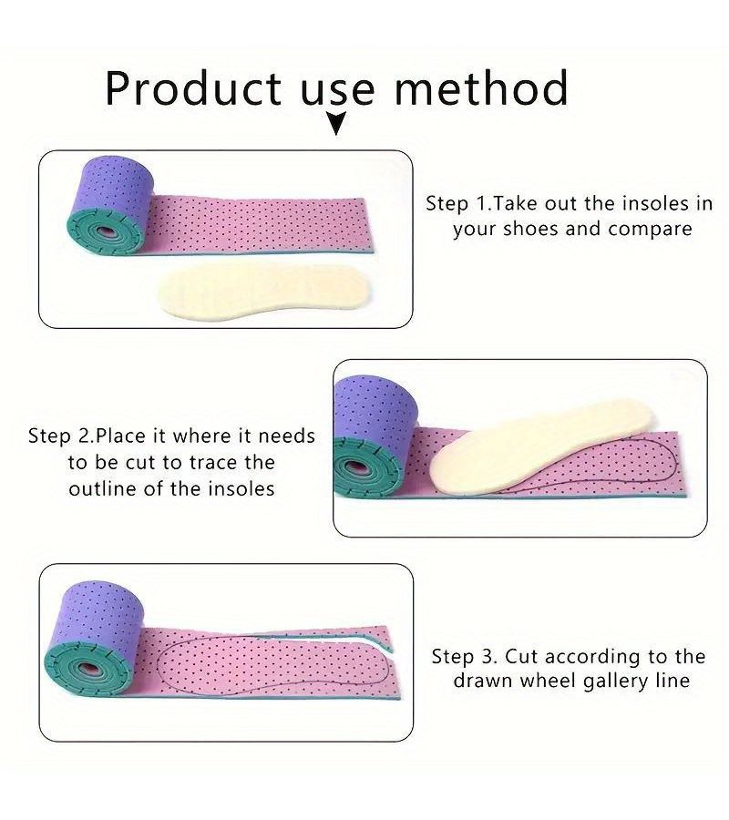 Trimmable Insoles For Adults Kids Breathable Sports Shock Absorbing Inserts 59.06 Inch - Image 2
