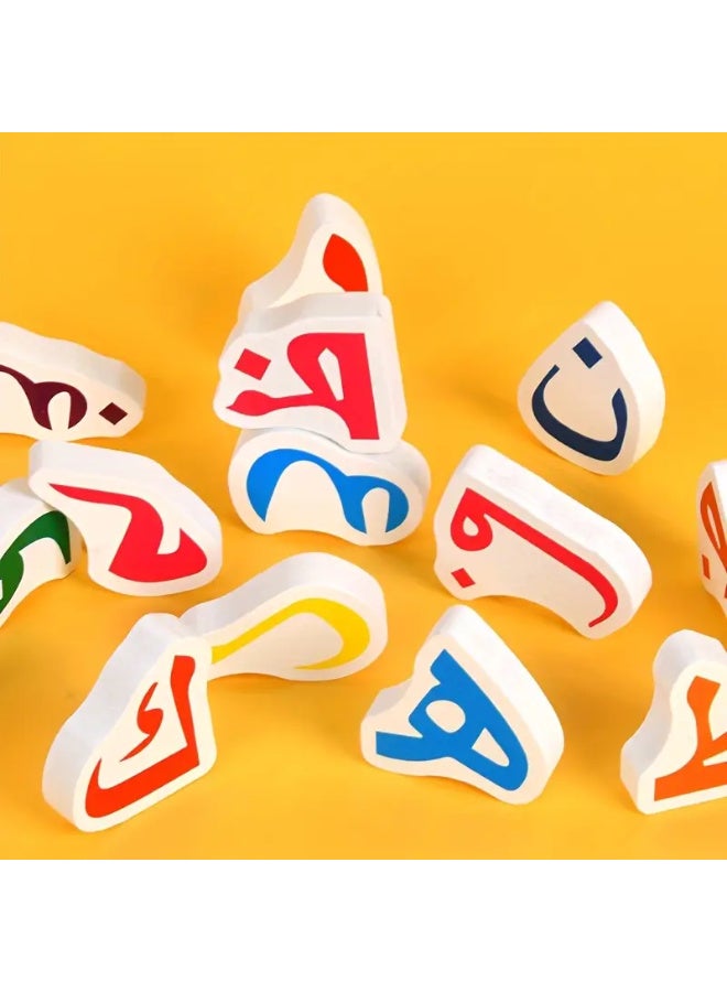لعبة تعليمية مطابقة معرفية لأحرف اللغة العربية الخشبية، لعبة تعلم الأبجدية وتنسيق حركة اليد والعين - Image 5
