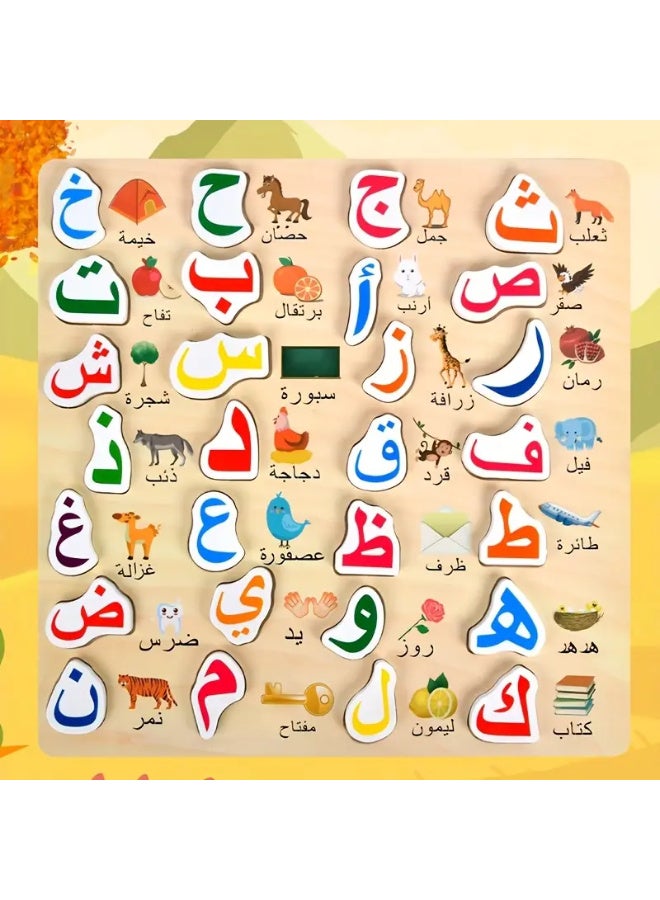 لعبة تعليمية مطابقة معرفية لأحرف اللغة العربية الخشبية، لعبة تعلم الأبجدية وتنسيق حركة اليد والعين - Image 4