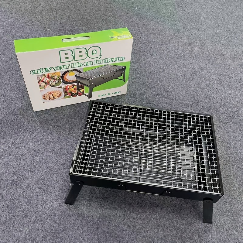 Portable Foldable BBQ Grill, Iron Construction, No Charging Required, Compact & Convenient for Outdoor Camping & Picnics