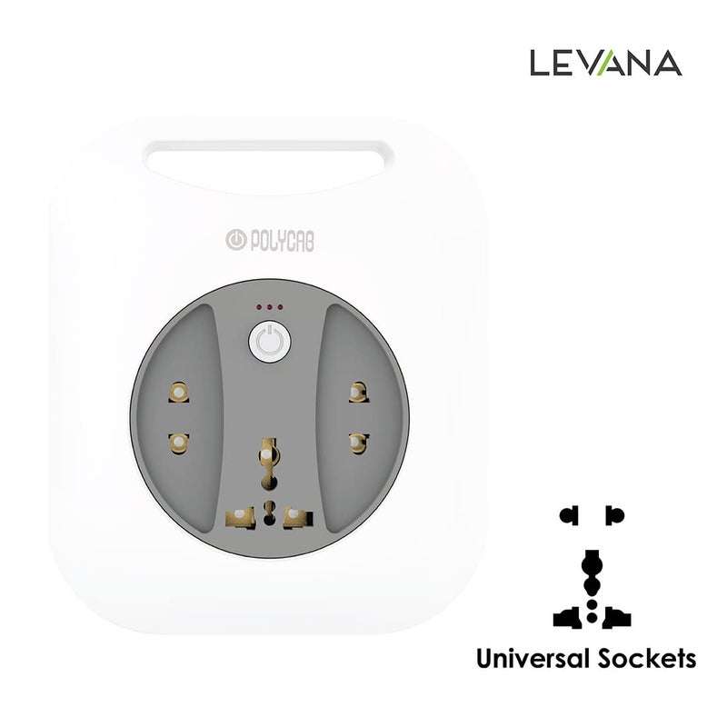 Polycab 6A 2 PIN GSquare Flex Box with 4 Meter Power Cord For Home Office Use With Surge Protection Socket For Computer Laptop White - Image 4