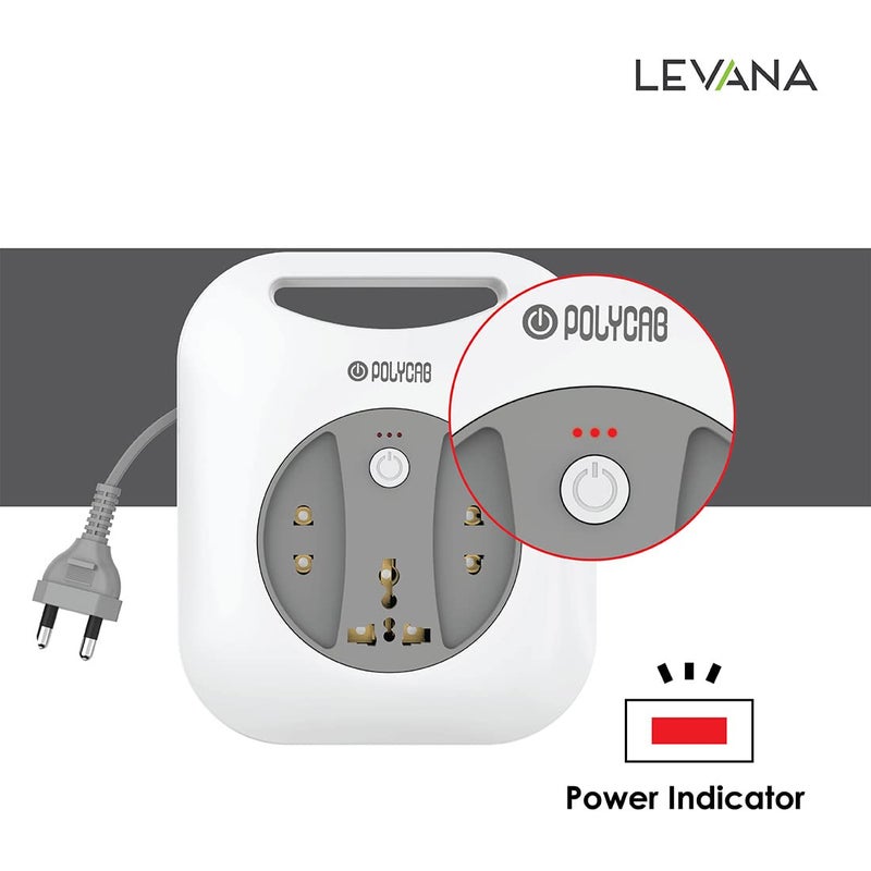 Polycab 6A 2 PIN GSquare Flex Box with 4 Meter Power Cord For Home Office Use With Surge Protection Socket For Computer Laptop White - Image 3