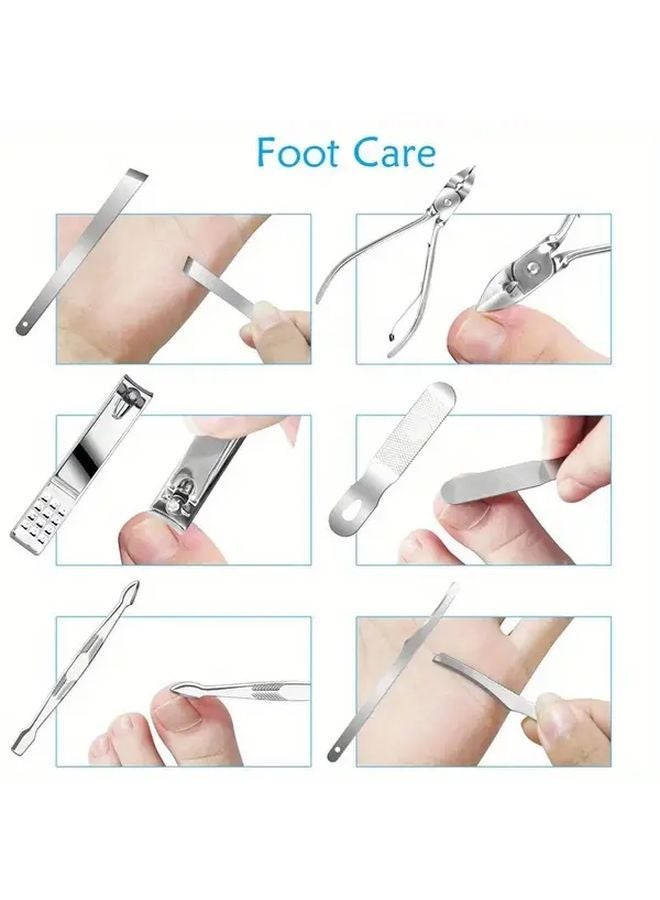 19Pcs Golden Stainless Steel Manicure Pedicure Set Nail Clipper Cuticle Scissors - Image 3