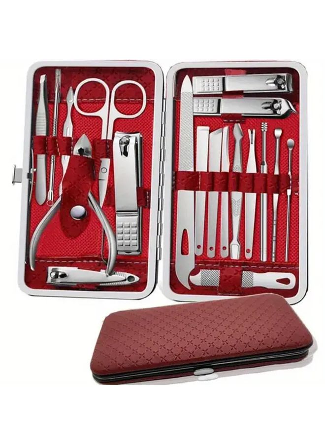 19Pcs Golden Stainless Steel Manicure Pedicure Set Nail Clipper Cuticle Scissors - Image 2