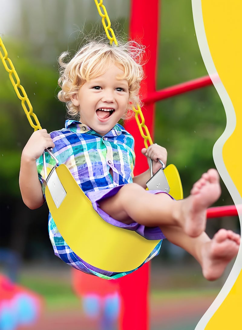 Funz Swing Seat with 150cm Anti-Rust Chains Thermoplastic Coated Support 110kg Swing Seat Replacement with Snap Hooks for Outdoors Playground Yellow - Image 4