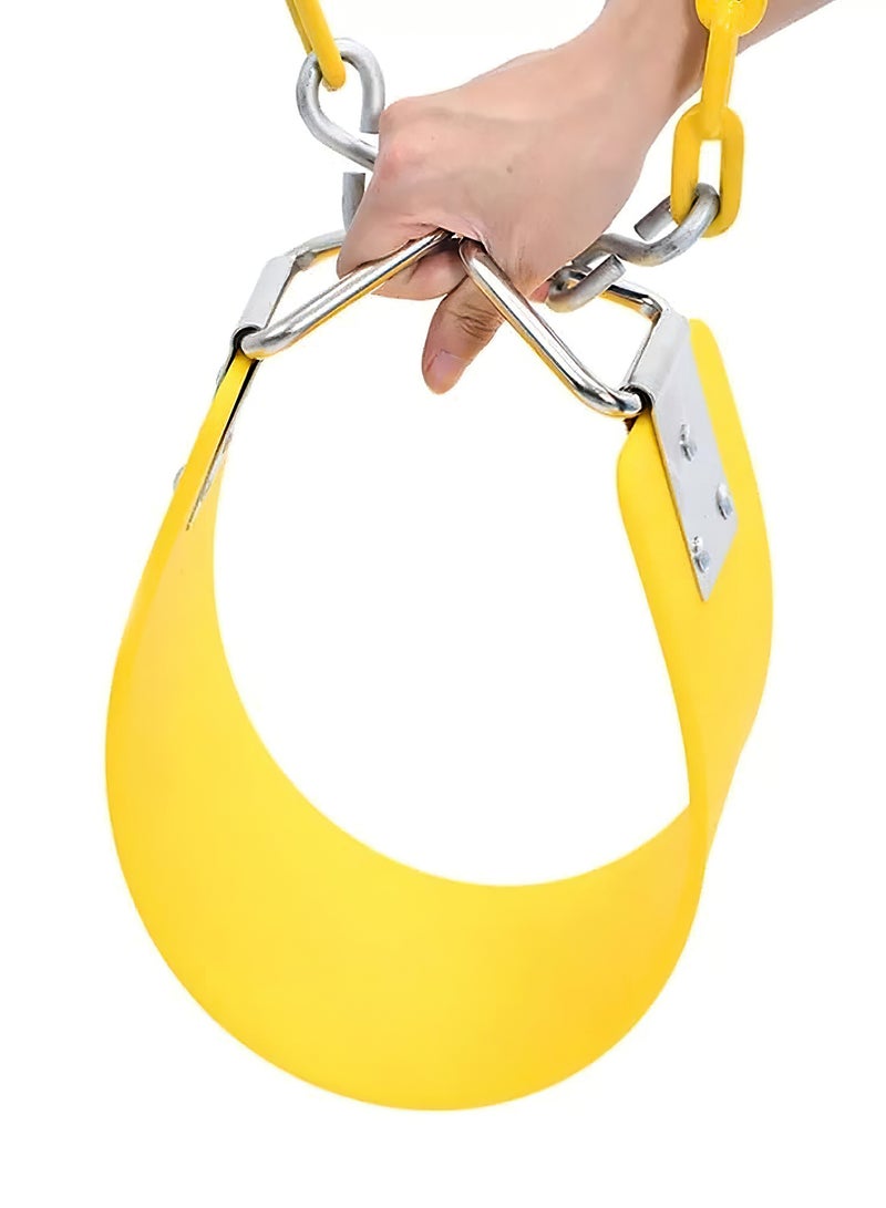 Funz Swing Seat with 150cm Anti-Rust Chains Thermoplastic Coated Support 110kg Swing Seat Replacement with Snap Hooks for Outdoors Playground Yellow - Image 3