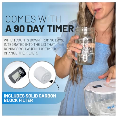 Epic Water Filters Pure Filter Pitchers for Drinking Water, 10 Cup 150 Gallon Filter, Tritan BPA Free, Removes Fluoride, Chlorine, Lead, Forever Chemicals (White & Bamboo) - Image 5