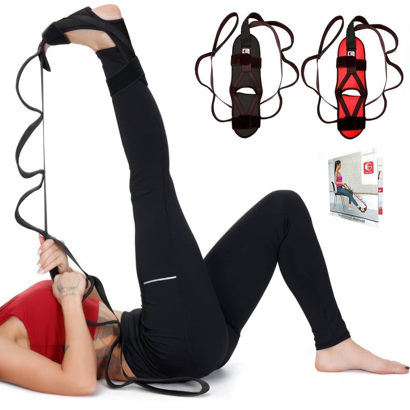 Foot and Calf Fascia Stretcher for Plantar Fasciitis Physiotherapy Stretching Strap Yoga Stretch Strap Improves Strength and Relief to Heel Spurs Calf Thigh and Hip Black