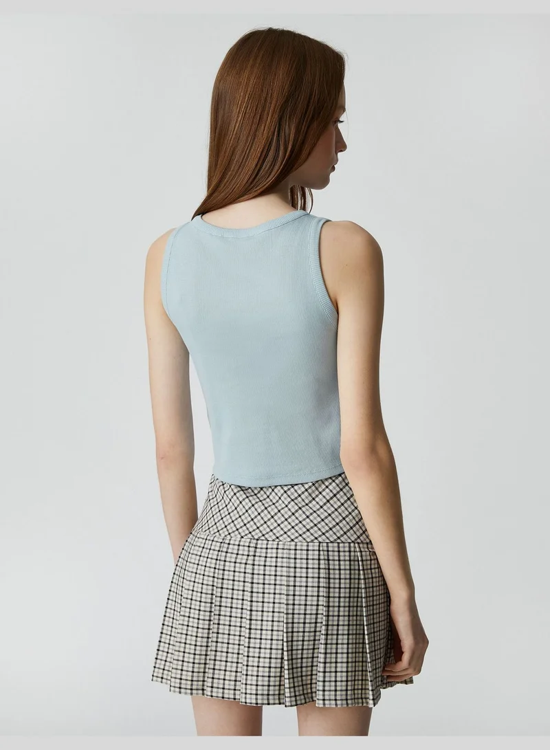 كوتون Crew Neck Ribbed Skinny Fit Crop Tanktop