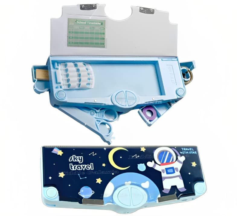 Royals hub Plastic Branded Multi-Functional Pencil Box for Kids, Space Pencil Box for Boys & Girls, Magnetic Pencil Box for Boys, Space Theme Gifts for Kids with Accessories. (Navy Blue Astronaut) - Image 5