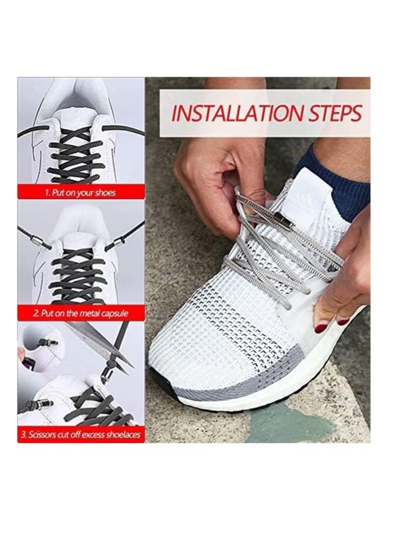 6 Pairs Shoe Laces No Tie Elastic Laces for All Shoes Universal Elastic Shoe Laces Tieless Running Shoelaces with Metal Buckles for Trainers Marathon Triathlon Runners Adults Kids - Image 2
