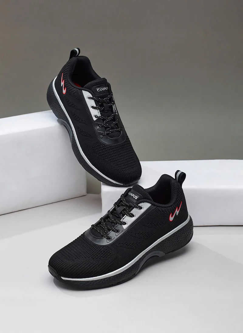 Campus  Men Ember Memory Foam Lace-Up Running Shoes-Black for Men | Best Price UAE