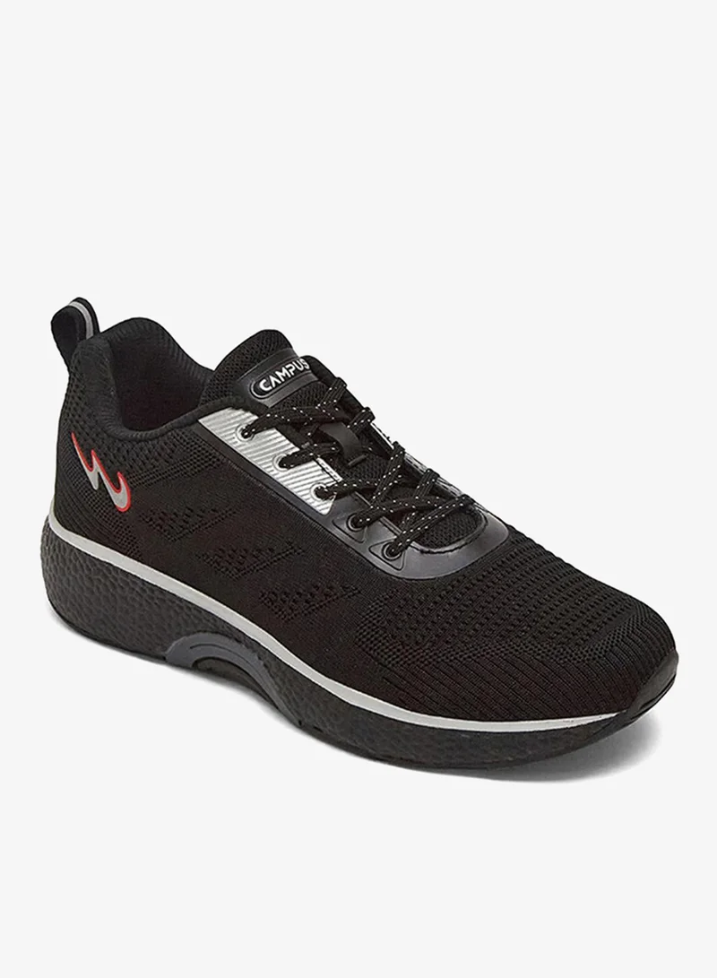 Campus Men Ember Memory Foam Lace-Up Running Shoes-Black