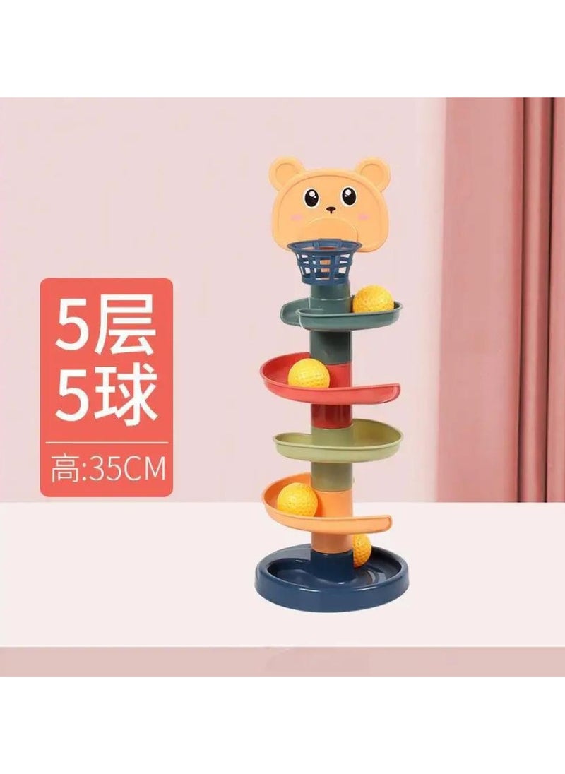 Jumbo Roll Ball Toy 🐻⚽️, a large 9-level rolling tower (56 cm) with a ball and a small basket. The tower height can be adjusted to different levels to suit your child! Enhances focus, teaches colors, and develops motor skills in a fun and safe way! - pzsku/Z8FD7E287DBAC57D7E944Z/45/_/1732634238/4c8b6197-b831-4ede-94ee-696706ca3a04