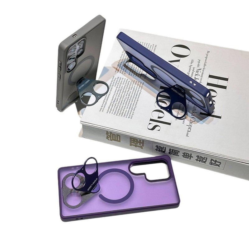 غطاء MagSafe لـ Samsung Galaxy S24 Ultra مع مغناطيس قوي وحامل قائم مع مقاوم للصدمات مع حماية من السقوط مع مقاوم لبصمات الأصابع باللون Desert Gold مغناطيسي بوظيفة حامل - Image 5