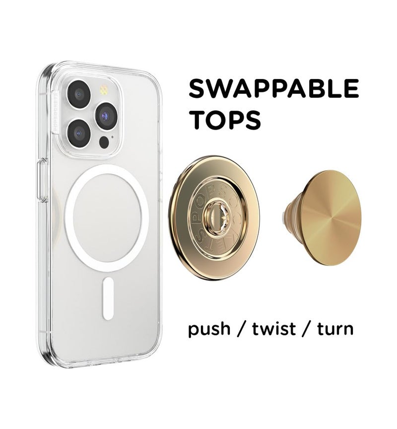 PopSockets Phone Grip for MagSafe, Magnetic Holder, Phone Stand, Enamel - Alum Radial Gold - Image 5