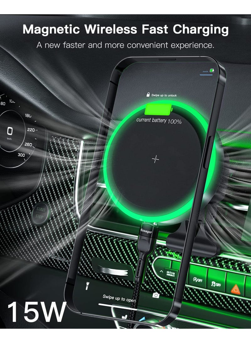 SYOSI for 15W Car Mount Charger [No More Heating] Wireless Charger Magnetic Phone Holder Mount, Automobile Car Phone Holder Vent for iPhone 15 Pro Plus Max 14 13 12 Case - Image 5