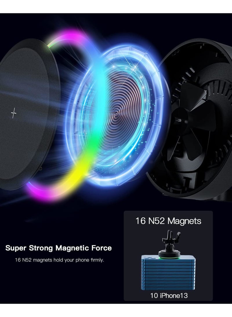 SYOSI for 15W Car Mount Charger [No More Heating] Wireless Charger Magnetic Phone Holder Mount, Automobile Car Phone Holder Vent for iPhone 15 Pro Plus Max 14 13 12 Case - Image 4