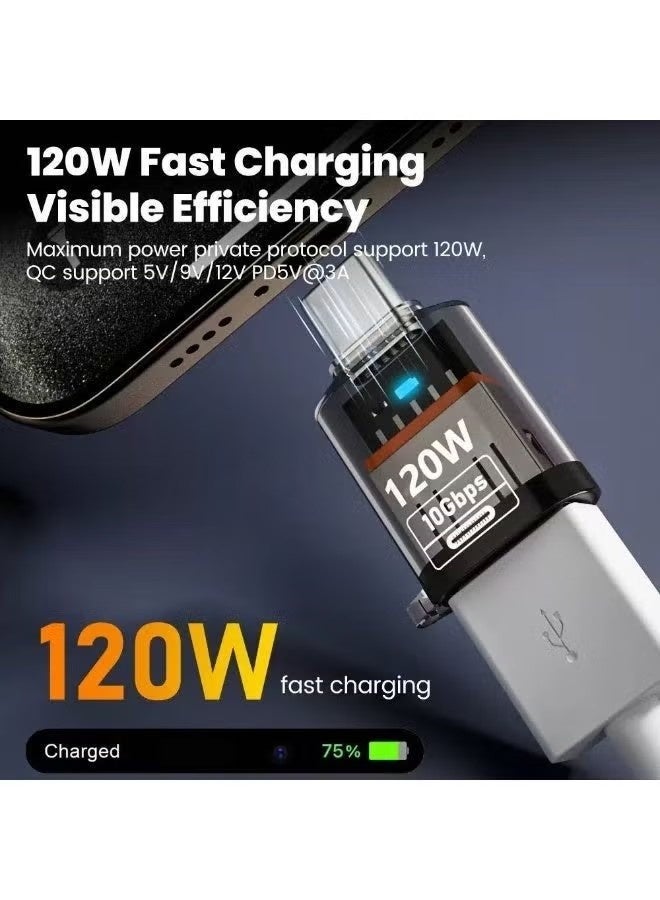 2 Pack Transparent High Beauty USB 3.2 Converter Head supports 120w fast charging/10Gbps transfer/headphone three in one, compatible with mobile phones/tablets/computers, suitable for Apple 15/16 series, Xiaomi/Huawei, etc., easy to carry and plug and play - Image 2