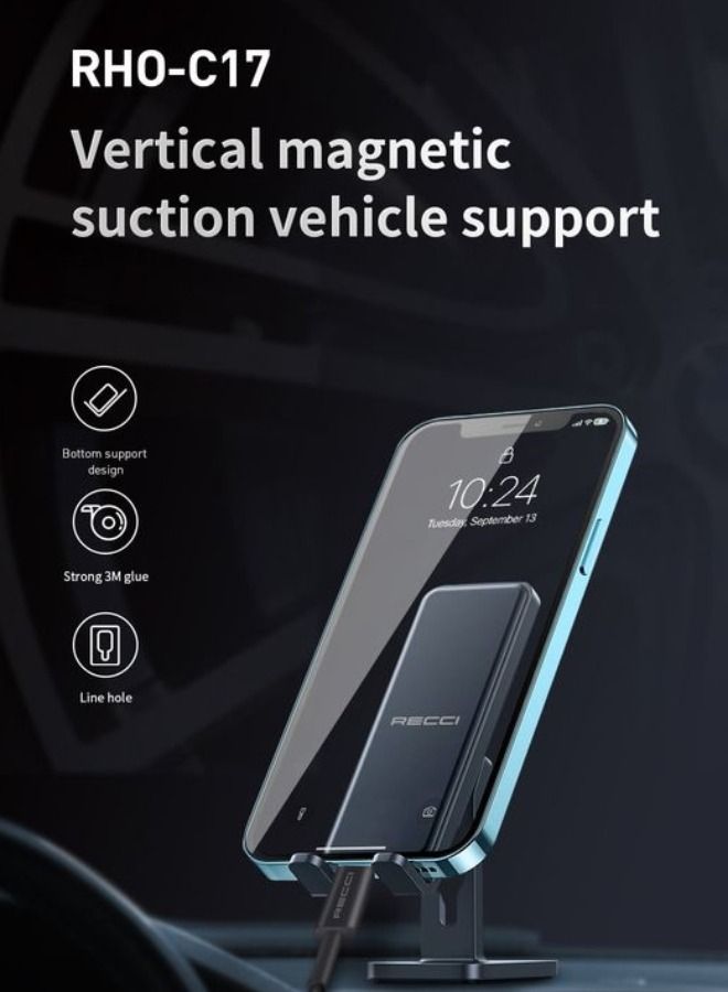 ريتشي حامل مغناطيسي أفقي للسيارة من ريتشي RHO-C17 | دوران 360 درجة | مغناطيس قوي | تثبيت آمن على لوحة القيادة للهواتف الذكية - Image 2