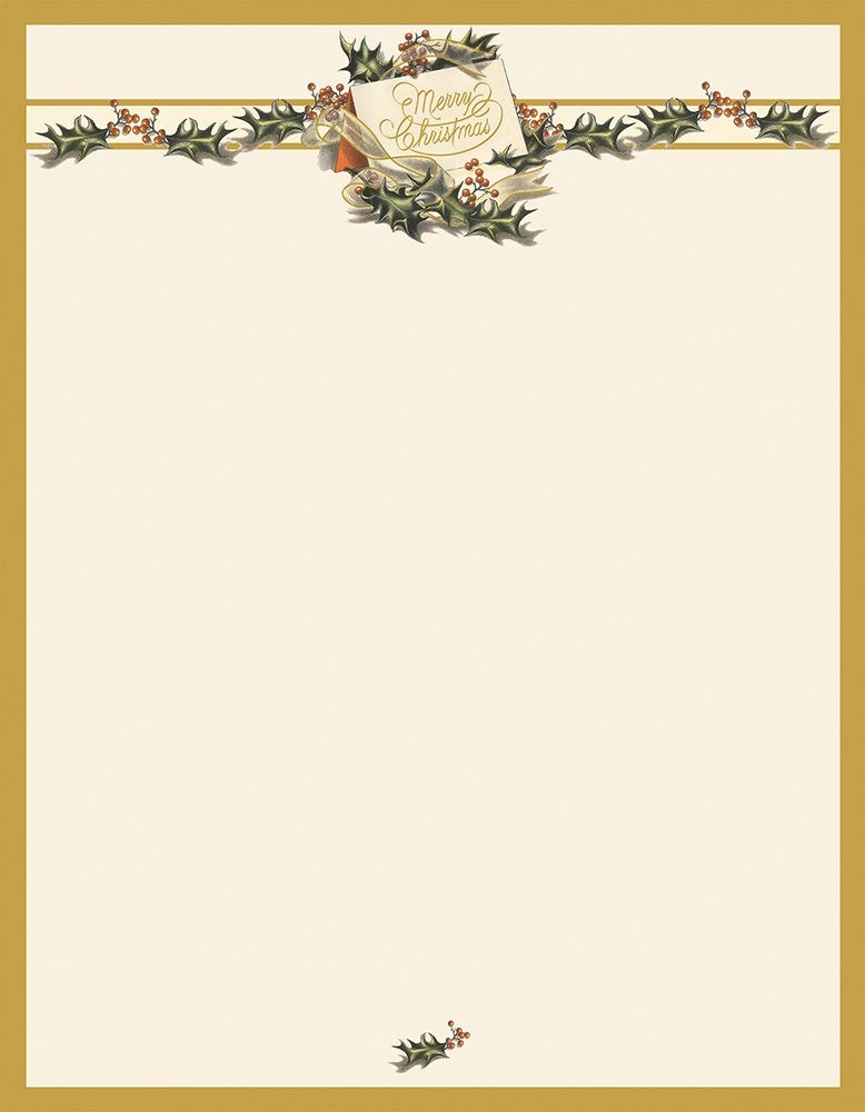 Great Papers Vintage Christmas Holly Letterhead 80 count 11 x 85 2011872