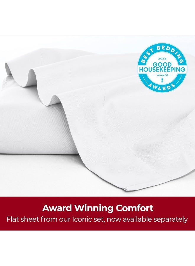 mellanni Mellanni King Size Flat Sheet  Iconic Collection Bedding  Hotel Luxury Extra Soft Cooling  Wrinkle Fade Stain Resistant  1 Flat Sheet Only King White  - Image 4