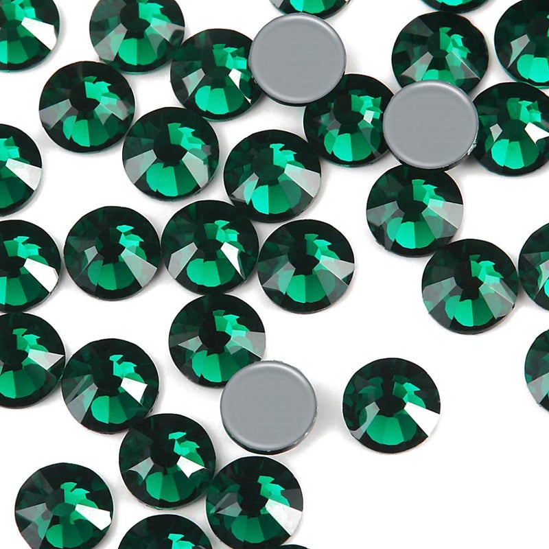 Dowarm Hotfix Crystal Rhinestones Hot Fix Crystals for Crafts Clothes Flatback Glass Crystal for Decoration Round Gems EmeraldGreen SS20 1440PCS
