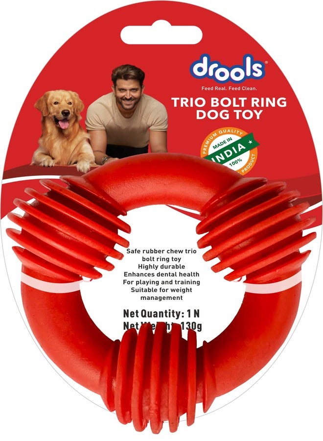 Drools Dog Non-Toxic Rubber Toy for Dogs, Trio Bolt Ring 130g Pack | Non Destructive Chewing | Enhance Dental Health | High Durability | Helps in Weight Management - Image 1