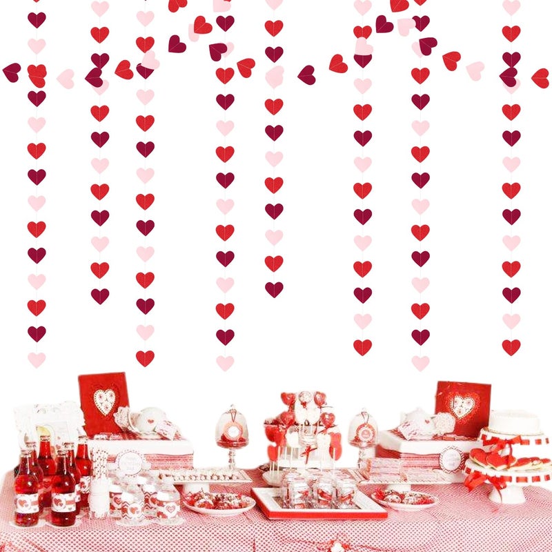 burgleda Glitter-Red Silver-Pink Valentines Party-Decorations Heart-Garland - 52ft Galentines Women Streamers Banner,Romantic Special Night Wedding Bachelorette Bridal Shower Birthday Backdrop Decor Burgleda - Image 4