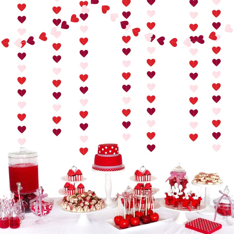 burgleda Glitter-Red Silver-Pink Valentines Party-Decorations Heart-Garland - 52ft Galentines Women Streamers Banner,Romantic Special Night Wedding Bachelorette Bridal Shower Birthday Backdrop Decor Burgleda - Image 5
