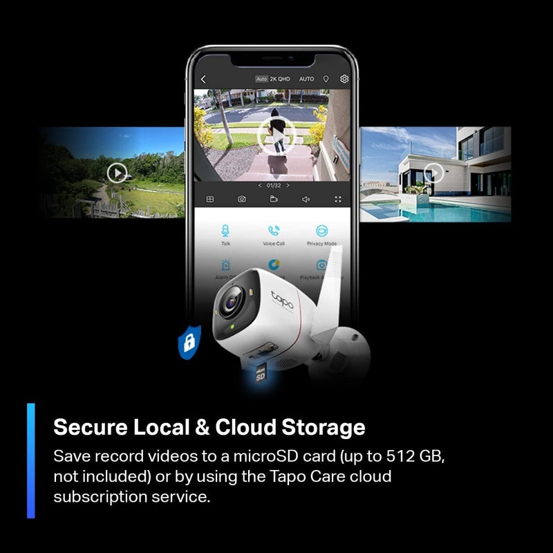 tapo كاميرا واي فاي الخارجية Tapo TP-Link ColorPro | توصيل | وضوح نهاري في الليل | 2K QHD | كشف الأشخاص/الحيوانات الأليفة/المركبات | تخزين محلي/سحابي | 127° زاوية رؤية | صفارة إنذار مدمجة C325WB - Image 3