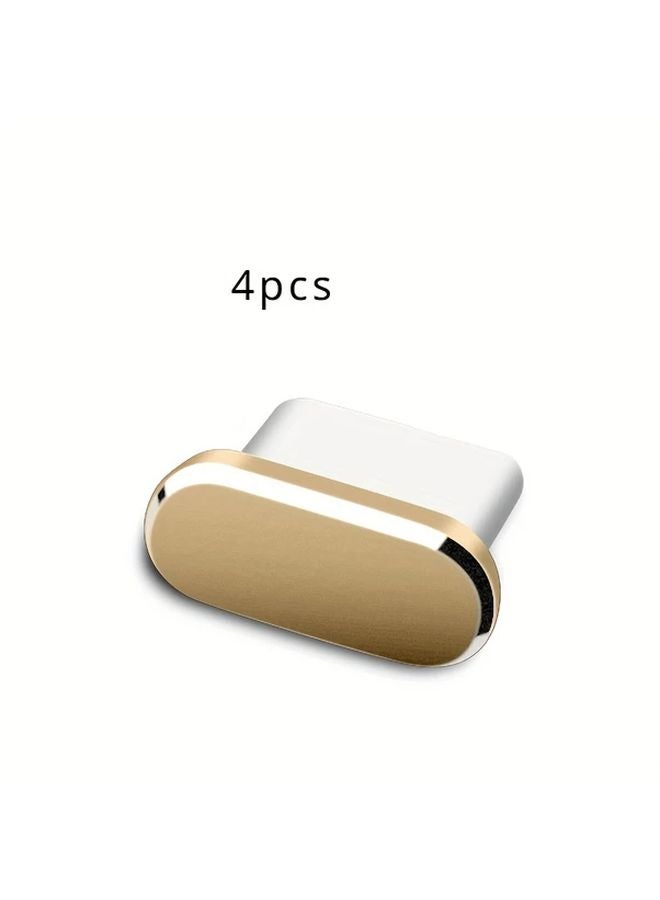 4pcs Golden Type C Dust Plugs Durable Charger Port Protection Easy To Insert - Image 1