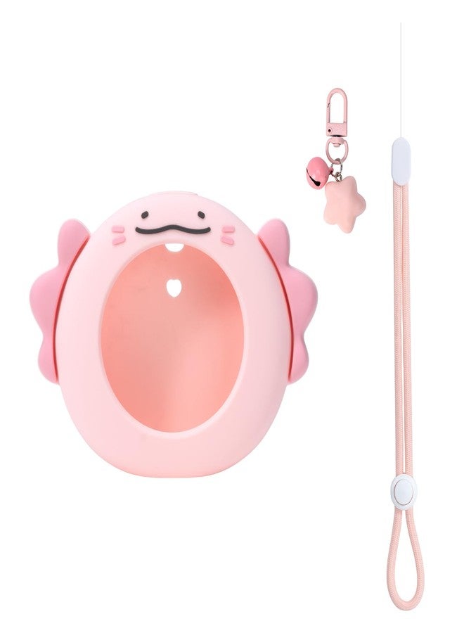 BUBBLELOGUS Cute Protective Case for GO Plus+, Soft Silicone Cover Shell with Heart-Shaped Charm and Adjustable Wrist Strap - Pink Axolotls - Image 1
