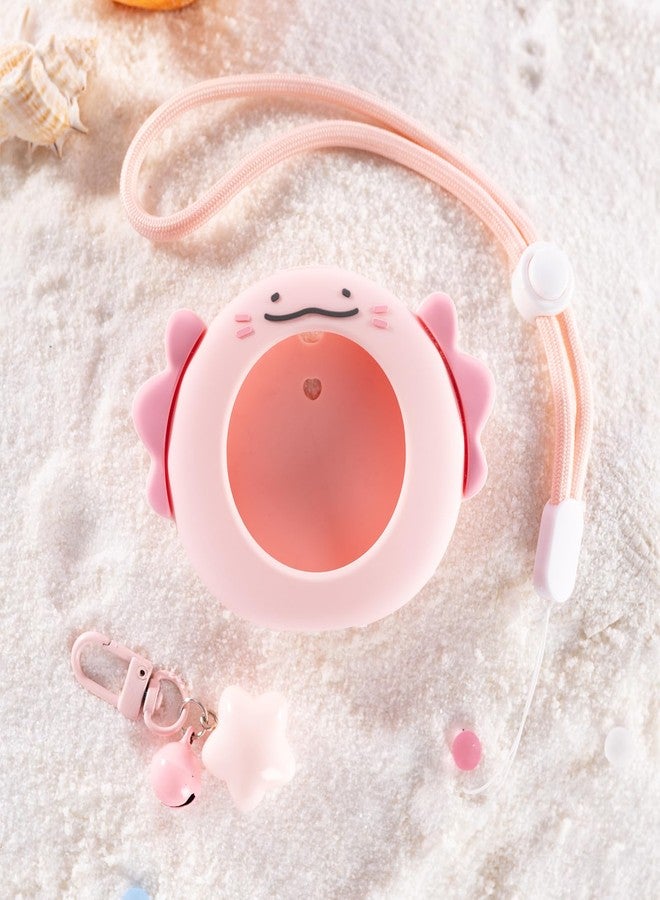 BUBBLELOGUS Cute Protective Case for GO Plus+, Soft Silicone Cover Shell with Heart-Shaped Charm and Adjustable Wrist Strap - Pink Axolotls - Image 5