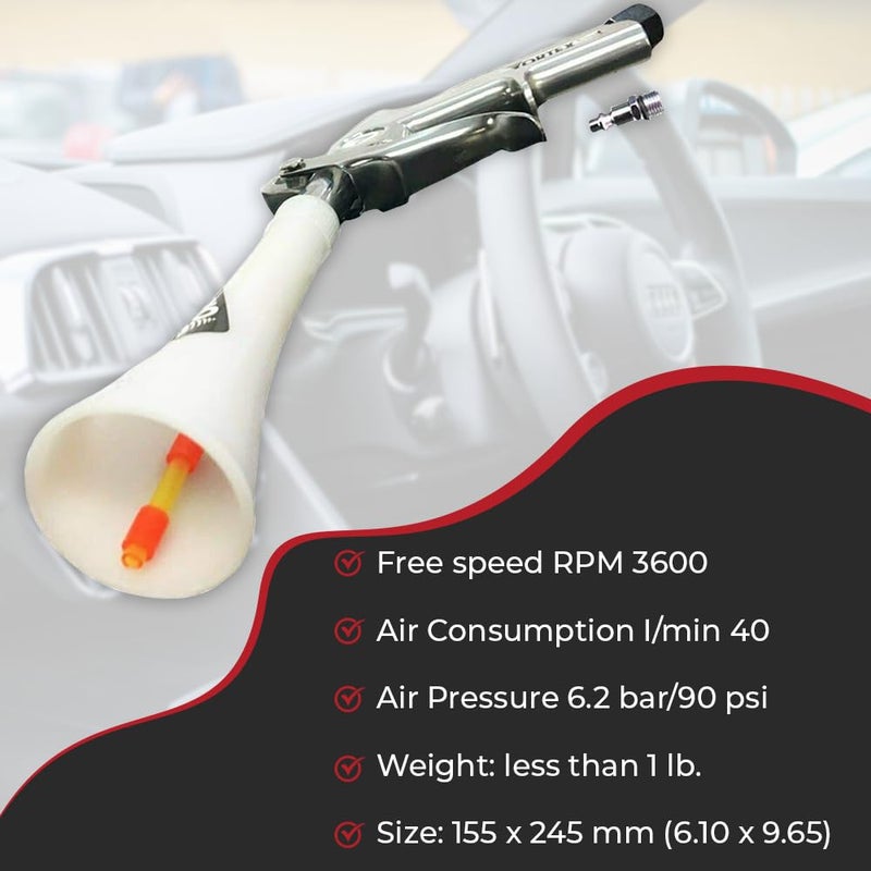 HI-TECH Vortex II Air Cleaning Gun â€“ Pro Auto Detailing Tool for Deep Cleaning Interiors & Exteriors â€“ Uses Air Compressor â€“ Blasts Dust, Dirt & Grime Fast - Image 4