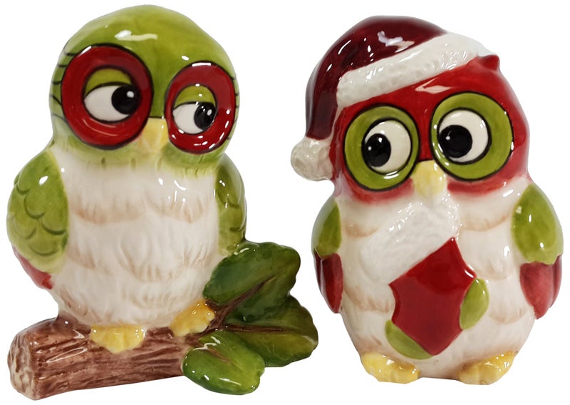 Cosmos Gifts Ceramic Seasonal Owl Salt and Pepper Set 3Inch